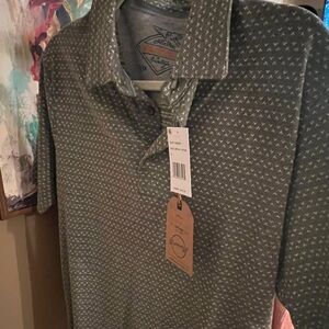 Weatherproof Vintage Men's Green Geometric Polo Shirt